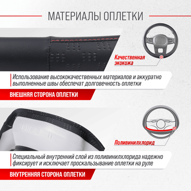 Оплетка экокожа Skyway Art-3 M черная