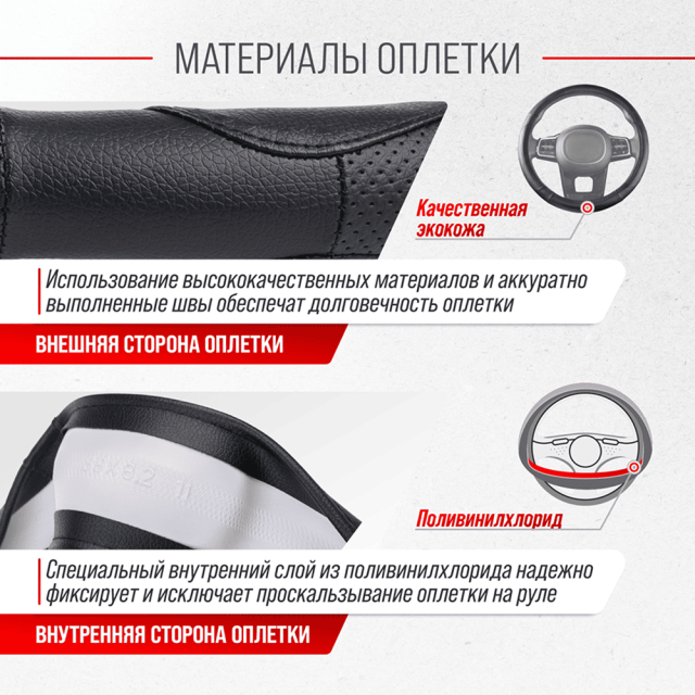 Оплетка экокожа Skyway Art-2 M черная