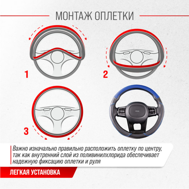 Оплетка экокожа Skyway Combo-4 M черно/синяя