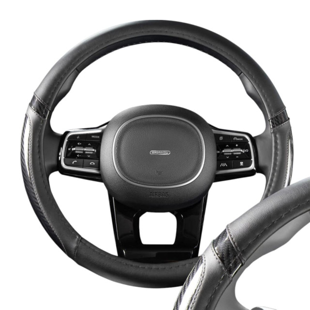 Оплетка экокожа Skyway Carbon-1 M черно/серая