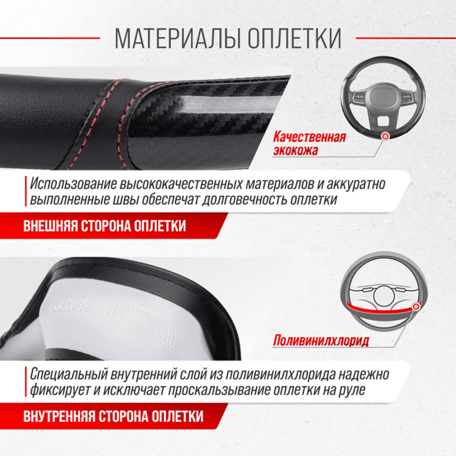 Оплетка экокожа Skyway Carbon- 1 M черная