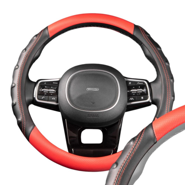 Оплетка экокожа Skyway Carbon-2 M черно/красная