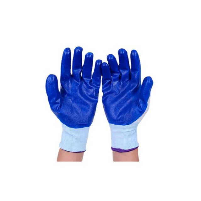 Перчатки синтетические черный облив синие L-XL (9-10)