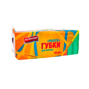 Губки для посуды Avikomp Макси Есо Technology 40974 85*60*25 мм микс 10 шт