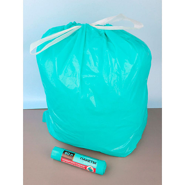 Пакеты для мусора Avikomp Тиффани 42190 с завязками особопрочные overlap бирюза 60 л 10 шт