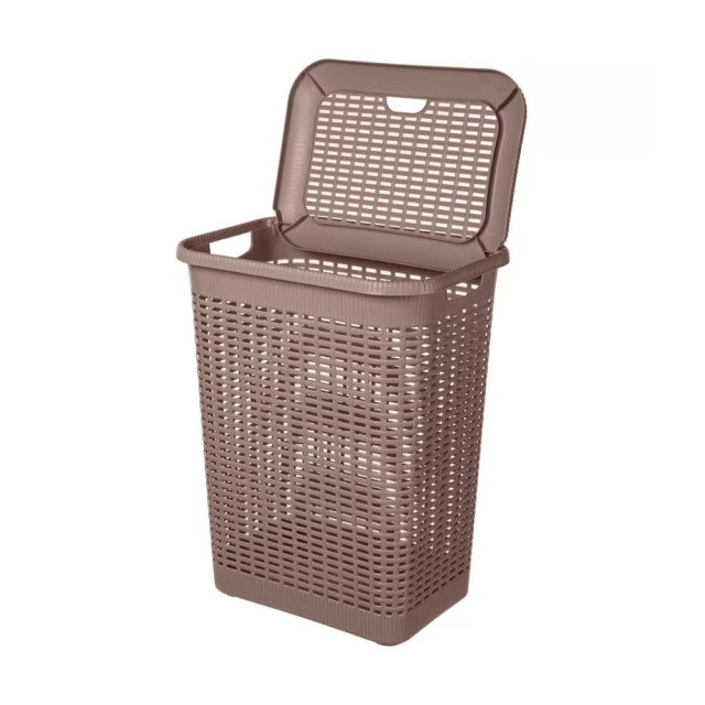 Корзина для белья Econova 431293414 пластмассовая коричневая 50 л