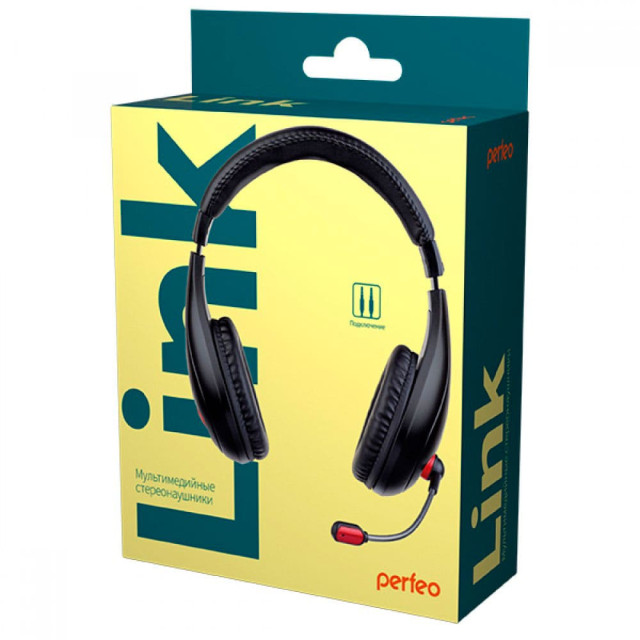 Стереогарнитура Perfeo Link PF_A4908 компьютерная полноразмерная черная