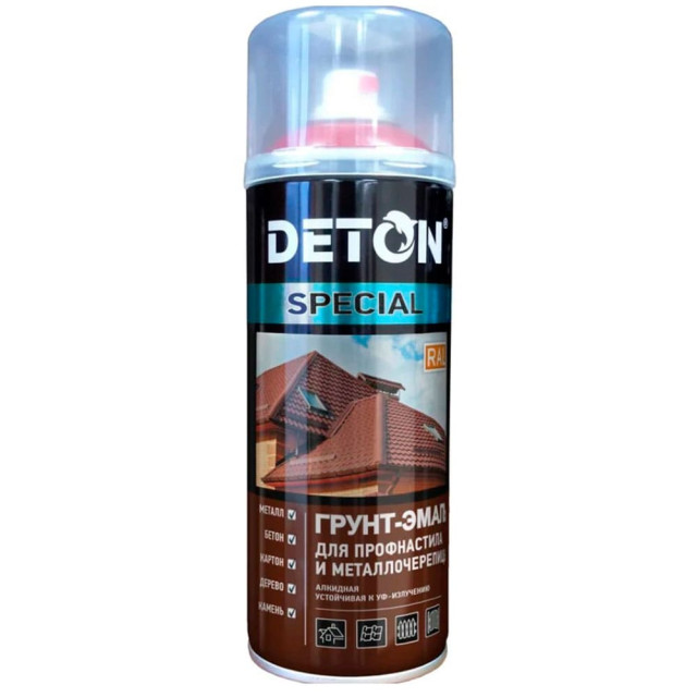 Грунт-эмаль Deton Special для профнастила и металлочерепицы Ral8017 шоколадно-коричневый 520 мл