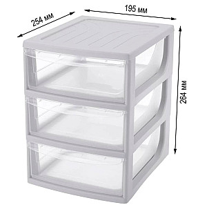 Органайзер Econova 433223730 для хранения с 3-мя ящиками светло-серый