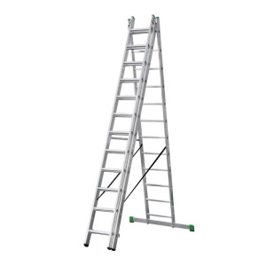 Лестница трехсекционная Новая высота NV223 алюминиевая 3*12 ступеней