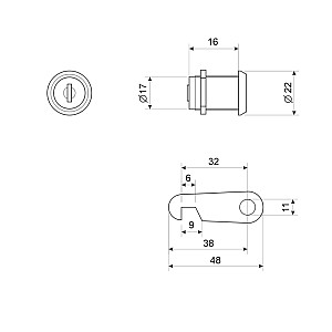 Замок врезной Стандарт ЗП 8502 почтовый 16 мм