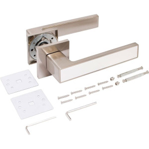 Ручка дверная Аллюр Лана SN/W 86811 13797 матовый никель/белый