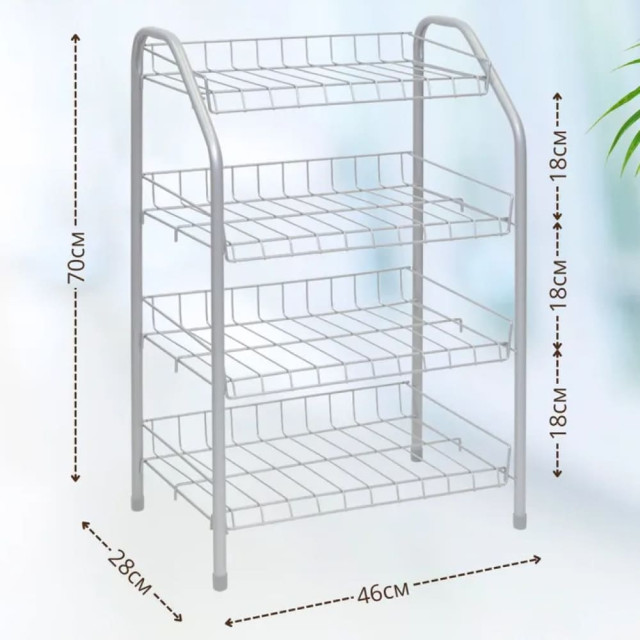 Этажерка для обуви Nika ЭТ2/МС 4-х секционная матовый серый 460*280*700 мм