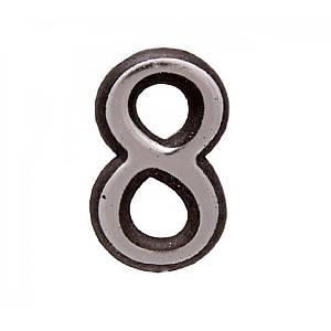 Цифра дверная 8 Аллюр пластиковая клеящаяся хром 50 мм