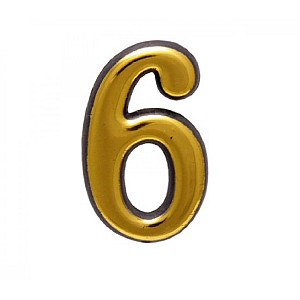 Цифра дверная 6 Аллюр пластиковая клеящаяся золото 50 мм