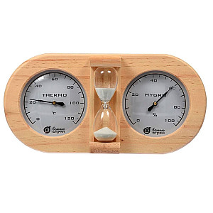 Термометр с гигрометром Банные штучки Банная станция 18028 с песочными часами