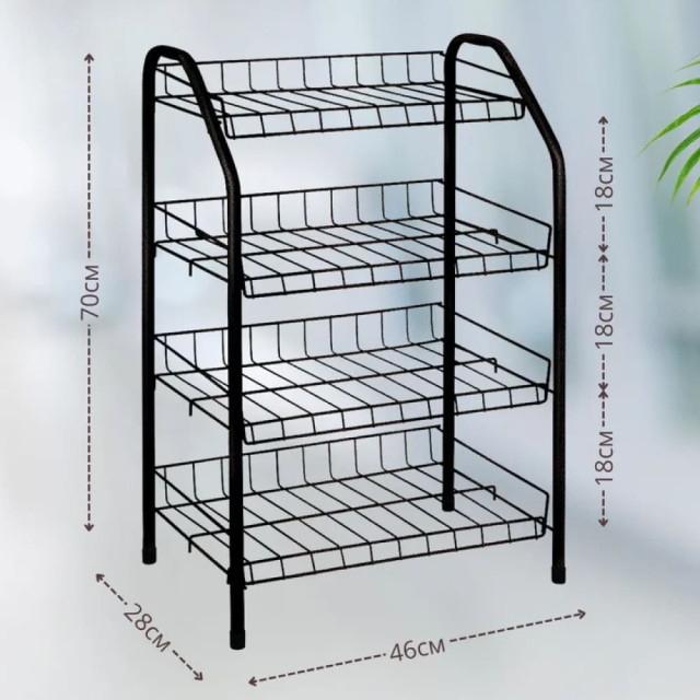 Этажерка для обуви Nika ЭТ2/Ч 4-х секционная черный 460*280*700 мм