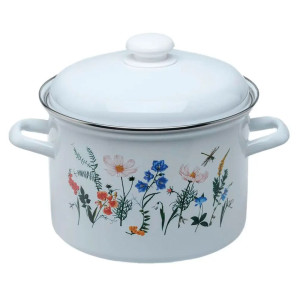 Кастрюля Эстет Луговые цветы ЭТ-72260 металлическая эмалированная 4.5 л