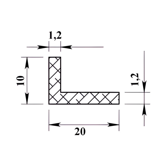 Уголок алюминиевый ПилотПро 06294 20*10*1.2 мм 2 м серебро