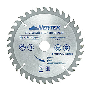 Диск пильный VertexTools по дереву 165*36Т*22.23-20 мм