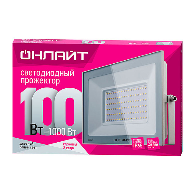 Прожектор Онлайт 90 140 OFL-100-6K-WH-IP65-LED