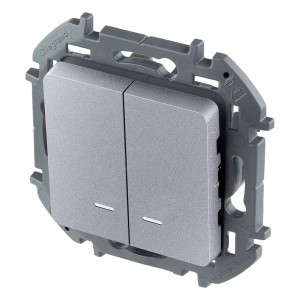 Выключатель Legrand Inspiria 673632 2 клавиши с подсветкой алюминий