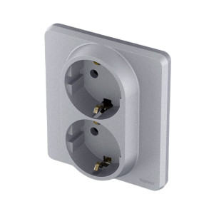 Розетка Legrand Inspiria 673752 2*2P+E алюминий