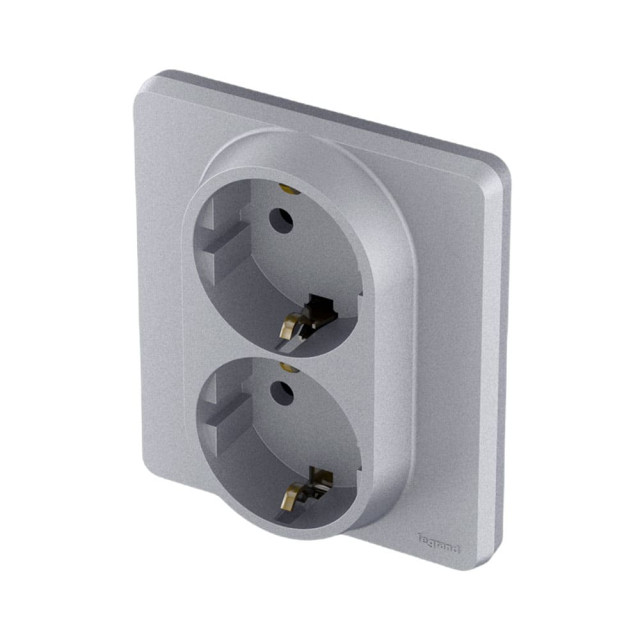 Розетка Legrand Inspiria 673752 2*2P+E алюминий