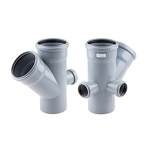 Крестовина двухплоскостная для внутренней канализации РосТурПласт 19202 110*110*45°/50*50 правая тыл