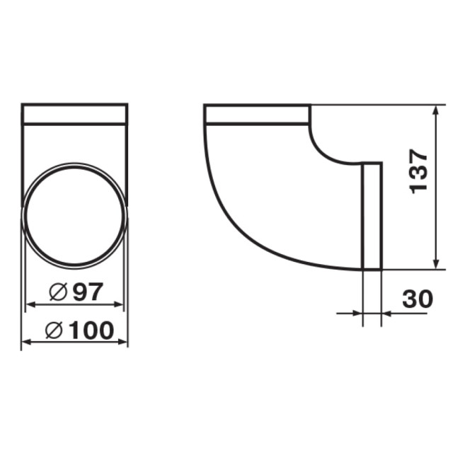 Колено воздуховода Zenberg 121 круглых каналов 100 мм