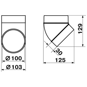 Колено воздуховода Zenberg 121-45 круглых каналов 100 мм