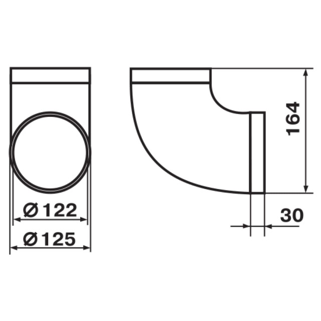 Колено воздуховода Zenberg 222-45 круглых каналов 125 мм