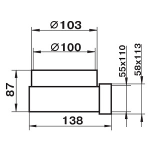 Колено воздуховода Zenberg 521 плоских/круглых каналов 55*110/100 мм