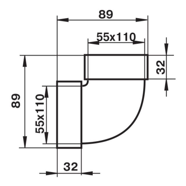Колено воздуховода Zenberg 5252 вертикальное 110*55 мм