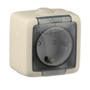 Розетка Hegel Alfa РА16-211-01 1 гнездо с заземлением с крышкой слоновая кость