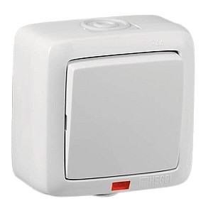 Выключатель Hegel Alfa ВА10-212 с подсветкой 1 клавиша белый