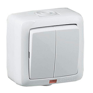 Выключатель Hegel Alfa ВА10-252 с подсветкой 2 клавиши белый