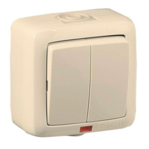 Выключатель Hegel Alfa ВА10-252-01 с подсветкой 2 клавиши слоновая кость