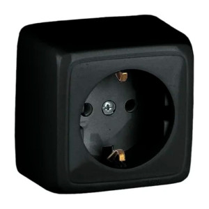 Розетка Hegel Alfa РА16-113-08 с заземлением черный