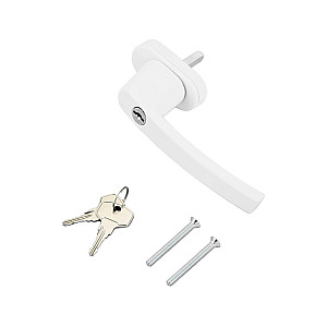 Ручка ЛДМ WH008 для пластиковых окон с ключом+кнопка белая