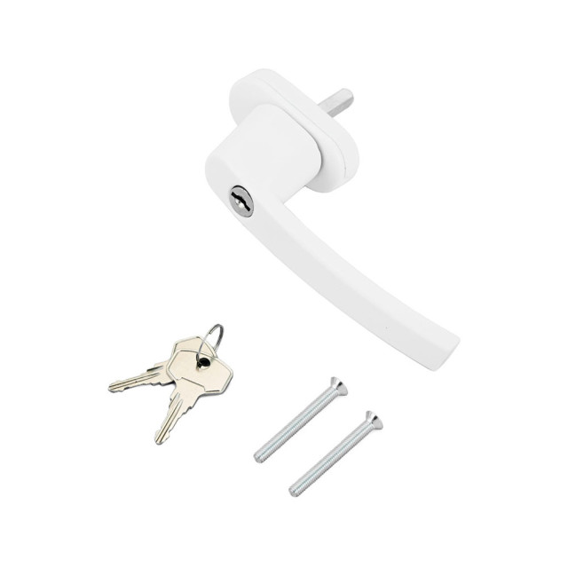 Ручка ЛДМ WH008 для пластиковых окон с ключом+кнопка белая