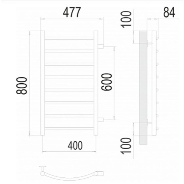 Полотенцесушитель Terminus Классик П8 400*800 мм бп600