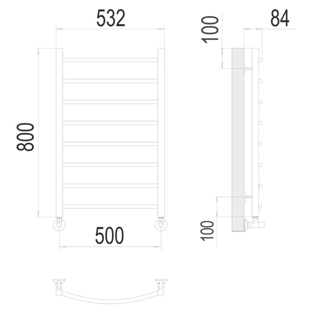 Полотенцесушитель Terminus Классик П8 800*500 мм