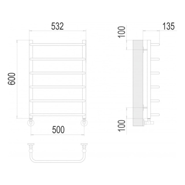 Полотенцесушитель Terminus Стандарт П6 600*500 мм