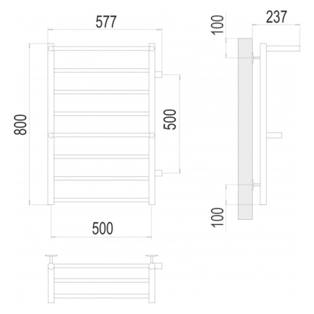 Полотенцесушитель Terminus Аврора с 2-мя/п П8 800*500 мм бп500