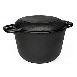 Кастрюля Гардарика 1306-4 чугунная с крышкой-сковородой чугунной 24 см 6 л