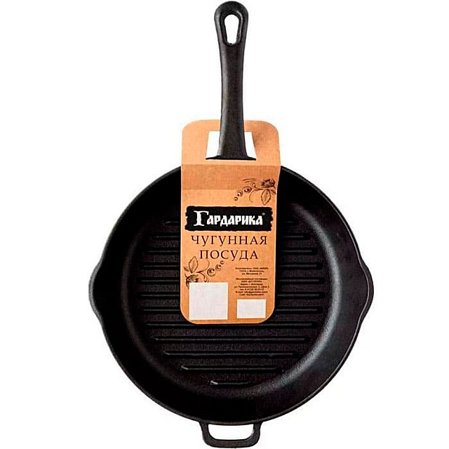 Сковорода-гриль Гардарика 0426 чугунная с литой ручкой 26 см