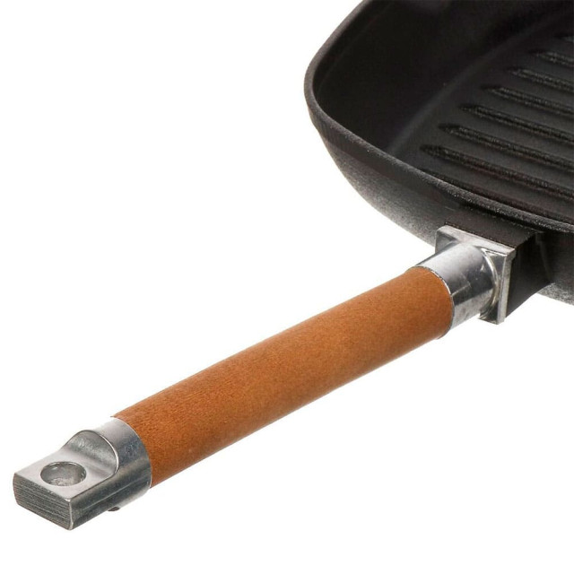 Сковорода-гриль Гардарика 0626 чугунная со съемной деревянной ручкой 260*260 мм