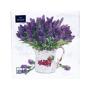 Салфетки декоративные Art Bouguet Лаванда 37393 33*33 см 3 слоя 20 шт