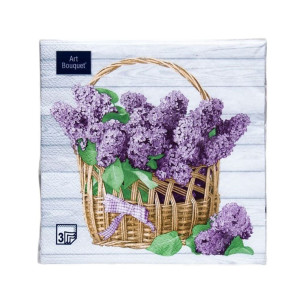 Салфетки декоративные Art Bouguet Корзина с сиренью 37410 33*33 см 3 слоя 20 шт